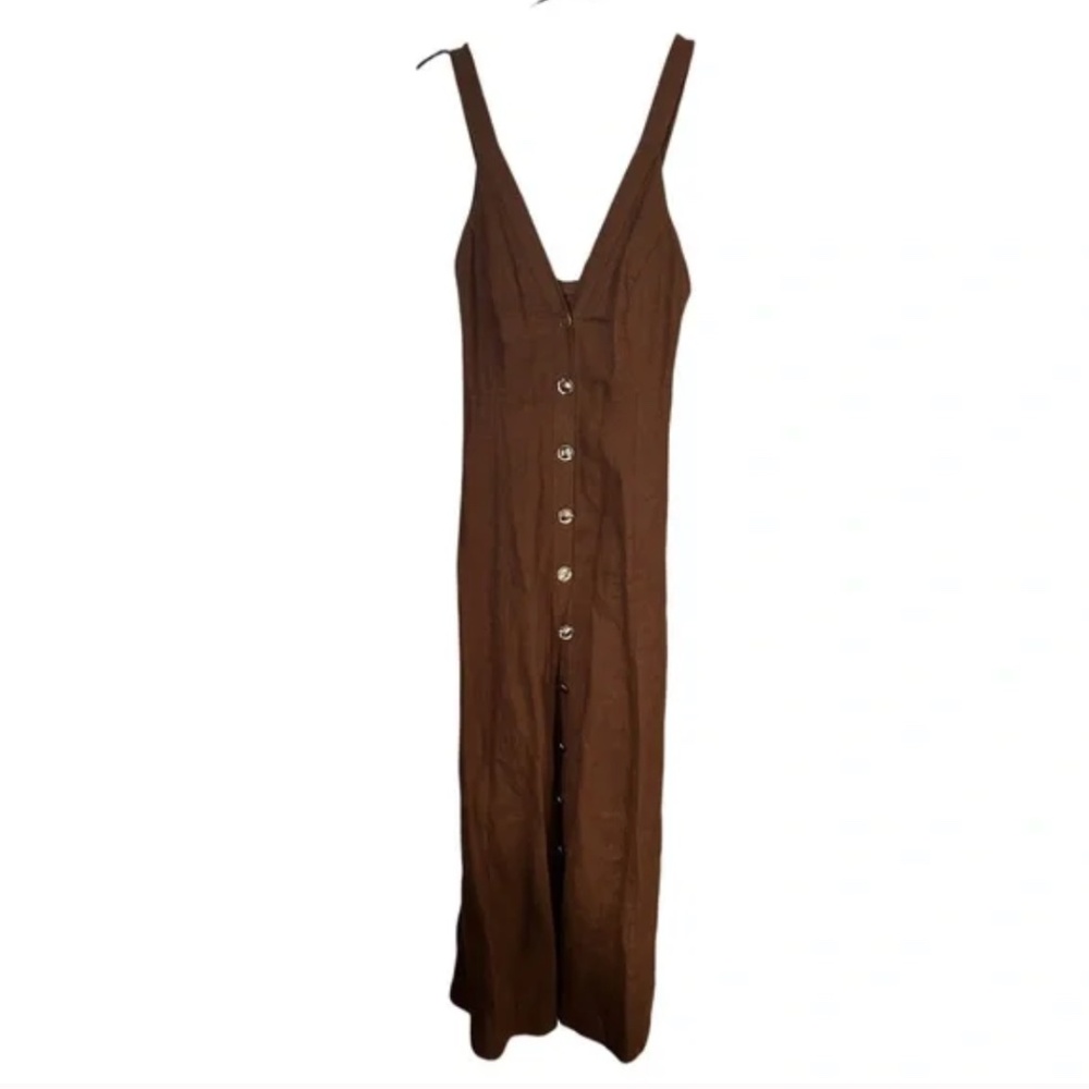NICHOLAS Yasmine Linen Dress Brown Tobacco Maxi size 4 - Picture 3 of 10